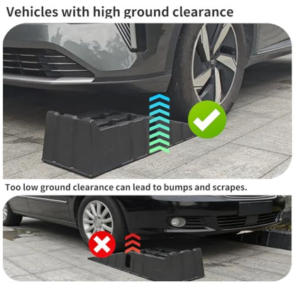 Vacallity 6.7 in Rise Car Ramps for Oil Changes with 2 Wheel chocks