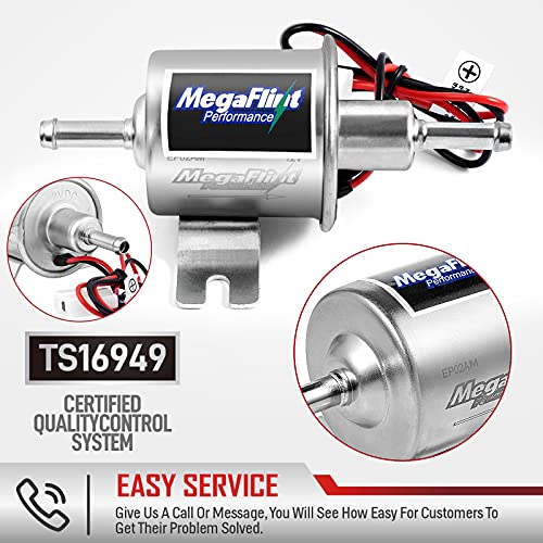 Electric Fuel Pump - Inline Fuel Pump 12V, Universal Low Pressure 4-7 PSI Transfer Pump for Carburetor Gasoline and Diesel HEP-02A - size: 4-7 PSI