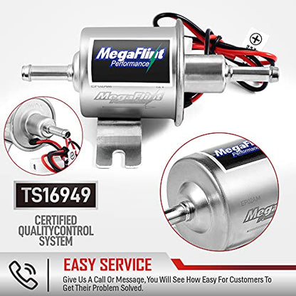 Electric Fuel Pump - Inline Fuel Pump 12V, Universal Low Pressure 4-7 PSI Transfer Pump for Carburetor Gasoline and Diesel HEP-02A - size: 4-7 PSI