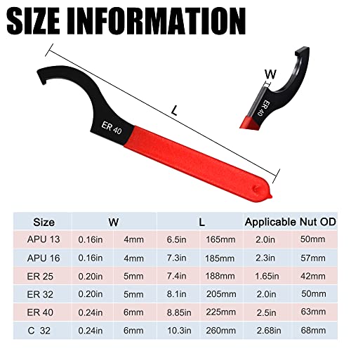 AutoWandererTool 6Pcs Coilover Spanner Wrench Set,Carbon Steel,Red Roll Bag - size: 6 Pcs
