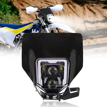 LED Dirt Bike Headlight Enduro Motocross Lights for 2017-2024 Husqvarna - color: black C