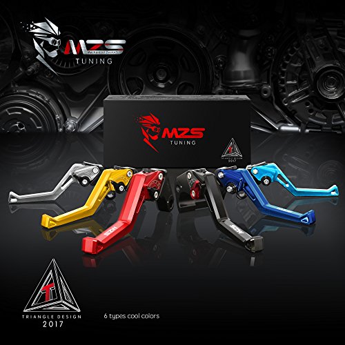 MZS Black Motorcycle Brake Clutch Levers, Short Adjustable CNC Handle Set - color: Black