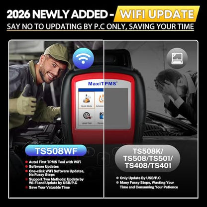 Autel MaxiTPMS TS508WF TPMS Programming Tool, w/ 4PCS ($120) MX Sensors