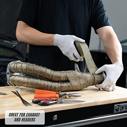 SunplusTrade 2" x 50' Titanium Exhaust Wrap for Motorcycle Car Headers with Stainless Steel Zip Ties