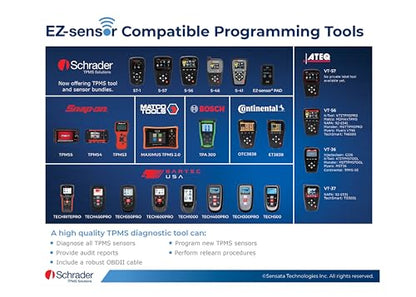 Schrader 33500 EZ-Sensor Single SKU (314.9 MHz, 315 MHz, and 433 MHz) Programmable Snap-in Fixed Angle Valve Tire Pressure Monitoring Sensor (TPMS), Requires Programming Before Installation