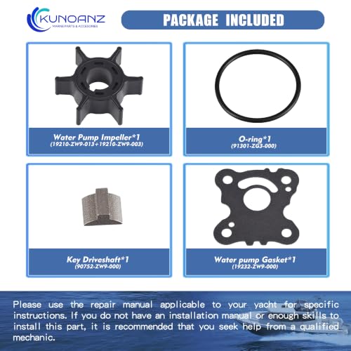 06192-ZW9-000 Water Pump Impeller Kit for Honda 8-20 HP - size: BFP8/9.9/15 BD15/20 BF20