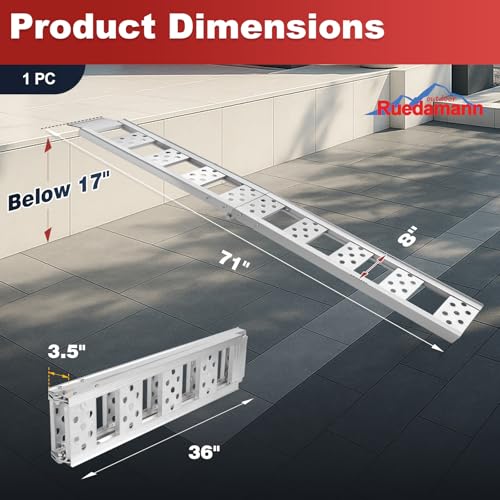 Ruedamann 1PC 6FT Folding Aluminum Motorcycle Ramp, 440 lbs Capacity - size: 1PC