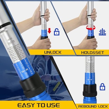 3/4-Inch Drive Click Torque Wrench, Dual-Direction Click Professional Torque Wrench 100-600FT.LB/135-815N.M, Dual Range Scales Graduated in FT.LB and N.M - size: 3/4" 100-600 FT.LB
