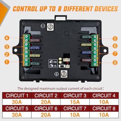 Nilight 8 Gang Switch Panel APP RGB 12V 24V Circuit Control System 4-Mode - color: RGB, size: 8 Gang Switch 4 Modes 2-side Output