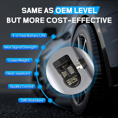Autel TPMS Sensors 4pcs, 2in1 315MHz+433MHz Universal Tire Pressure Sensor