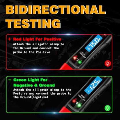 Automotive Test Light 4-75V DC LCD Digital Voltage Tester with Buzzer Sound, Auto Circuit Tester with Voltmeter, Electric Test Probe Pen for Car Battery Polarity Continuity Fuses