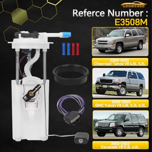 Fuel Pump Assembly FIT 2000–2003 Chevy Tahoe, 2000–2003 GMC Yukon, 2002–2003 Cadillac Escalade 4.8L 5.3L 6.0L – Replace OE# E3508M MU1518 MU1615 MU170 FG0324 - color: E3508M