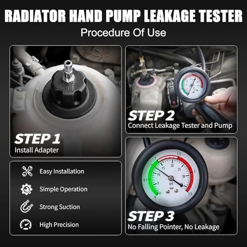 16 Pcs Universal Radiator Pressure Tester Kit,Coolant Pressure Tester kit with 13 Radiator Adapters,Precise Coolant Leak Detector for All Ford Models