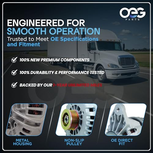 OEG Parts New Alternator Compatible With Volvo 35SI 1997-2008 Improved Design Cat Cummins Mercedes 10459289 10459449 10459608 10459611 10459614 19011176 19011187 19011202, ADR0309, ADR0332, 40012191