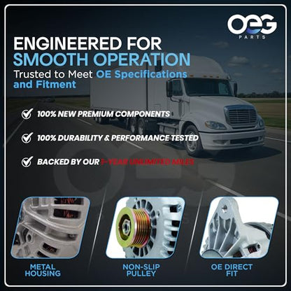 OEG Parts New Alternator Compatible With Volvo 35SI 1997-2008 Improved Design Cat Cummins Mercedes 10459289 10459449 10459608 10459611 10459614 19011176 19011187 19011202, ADR0309, ADR0332, 40012191