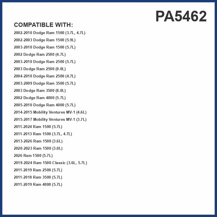 PG Air Filter PA5462| Fits 2011-22 Ram 1500, 2010-18 2500, 3500, 2011-17 4000, 2019-22 1500 Classic, 2003-10 Dodge Ram 1500, 2003-10 2500 - size: PA5462