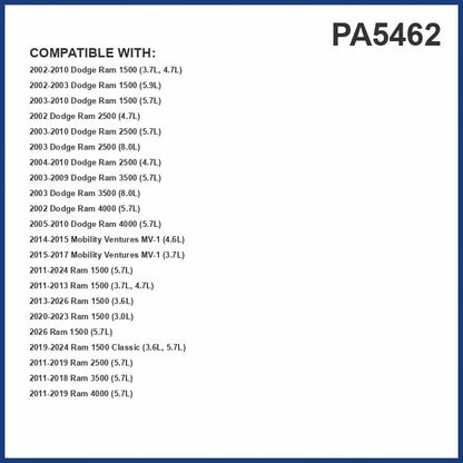 PG Air Filter PA5462| Fits 2011-22 Ram 1500, 2010-18 2500, 3500, 2011-17 4000, 2019-22 1500 Classic, 2003-10 Dodge Ram 1500, 2003-10 2500 - size: PA5462