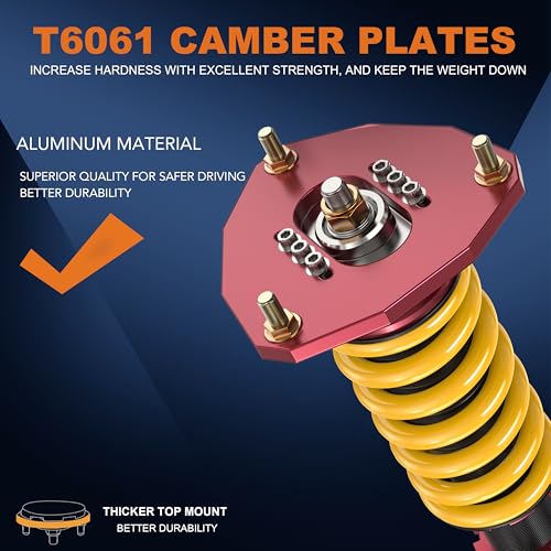 KUIPERAUTO Lowering Coilovers Struts Compatible for D53A/D52A Mitsubishi Eclipse 2000 2001 2002 2003 2004 2005 Front & Rear Shocks Adjustable Height Suspension Coil Spring Strut (Set of 4)(Yellow) - size: 2000-2005 Mitsubishi Eclipse