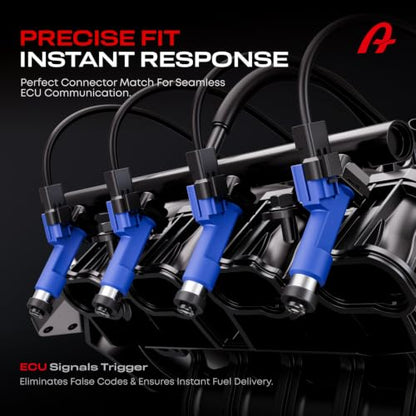 Fuel Injectors Set of 4, Compatible with L4 1.8L Toyota Pontiac
