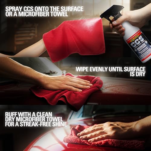 CCS Multi Surface Cleaner - Bug Remover for Motorcycles, Cars, Trucks, RVs, Boats - Clear Coat Ceramic Alternative - Top Coat Shine and Protection Technology (2 pack 2 oz w/towel) - size: 4 Fl Oz (Pack of 1)