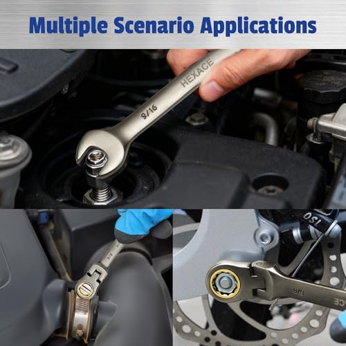 22 PCS Flex Head Ratcheting Wrench Set, 180° Flex Head, Metric & SAE