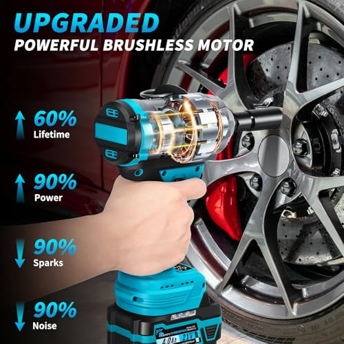 Cordless Impact Gun, 1500Nm Impact Wrench with 2 x 4.0Ah Battery