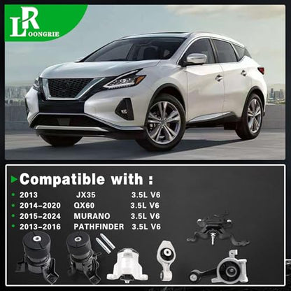 Engine Motor Mount Compatible with Murano 2015-2024 & JX35 2013 - size: A4355HY A4365HY A7381 A4371HY A7386 A7383