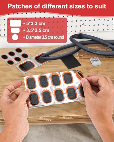 Bike Tire Repair Kit, Bicycle Inner Tube Puncture Patch Kits with 20 PCS Vulcanizing Patches, User Manual, Metal Rasp and Tire Lever, Bike Patch Kit for Mountain and Road Bike