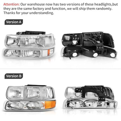 AUTOSAVER88 Headlight Assembly Compatible with 1999-2002 Silverado Chrome - color: OE - Chrome/Amber/Clear