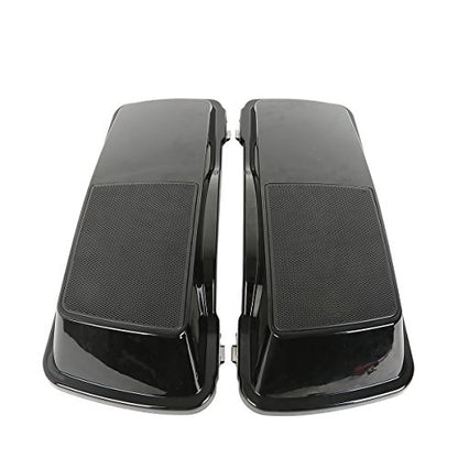 XMT-MOTO Saddlebags Lid with 6"x 9" Speakers Fit for Harley Touring - style: Black Single 6x9 Speaker Saddlebag Lids (93-13)