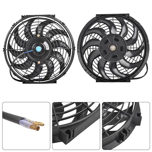 12" Slim Fan Push Pull Electric Radiator Cooling Fan, Black, 2 Packs - color: Black, size: 12'’(2 Pack)
