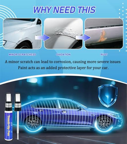 Black Touch Up Paint for Cars, Car Paint Touch Up Pen with Varnish Clear Coat Pen 2pcs, Car Scratch Repair Pen, Lasting Auto Scratch Remover, Quick and Easy Fix Vehicles Chip Rim Scuff Repair - color: Black+Varnish