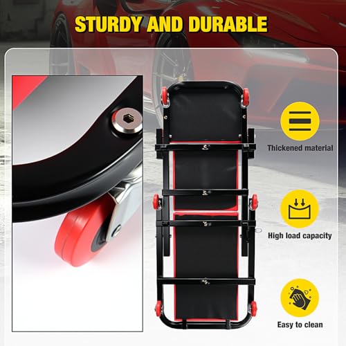 Nilight 40" Z Creeper 2-in-1 Folding Rolling Mechanic Seat - color: Red