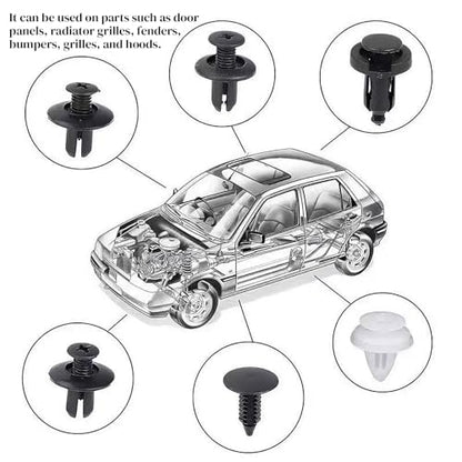 100PCS Car Bumper Push Retainer Clips & Nylon Fasteners Rivet Kit, 6 Sizes Car Body Screw Retainer, Door Trim Panel Clips, Universal Auto Bumper Accessories for Car Truck SUV (100PCS&Tool)