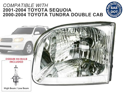 APA Replacement for Headlamps 2000 2001 2002 2003 2004 Tundra (Double Cab Model ONLY) 2001 2002 2003 2004 Sequoia Driver Left Side 811500C020 TO2502144 - color: 2001-2004 Sequoia Driver Side