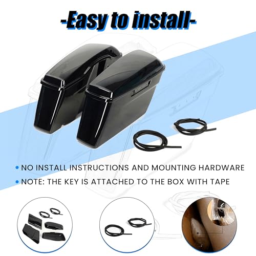 ECOTRIC Pained Hard Saddlebags Saddle Bags Compatible with Davidson - color: Black, size: Style2