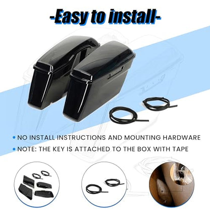 ECOTRIC Pained Hard Saddlebags Saddle Bags Compatible with Davidson - color: Black, size: Style2