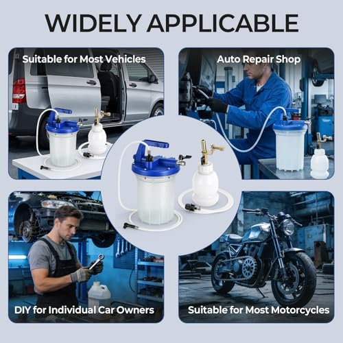 3L Vacuum Brake Bleeder Kit, Vacuum Pump Kit, ABS Brake Bleeding Tool with Large Tank, Lightweight Precision Flow Control System, Suitable for Cars, Motorcycles, Trucks, and SUV