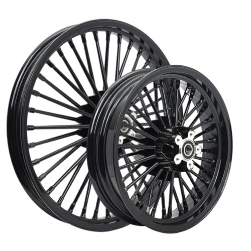 TOFR 21x2.15 16x3.0 Fat Spoke Wheels Black For Harley Dyna FXD FXDB 00-05 - color: 21x2.15 16x3.0 Black, size: Dyna 2000-2005
