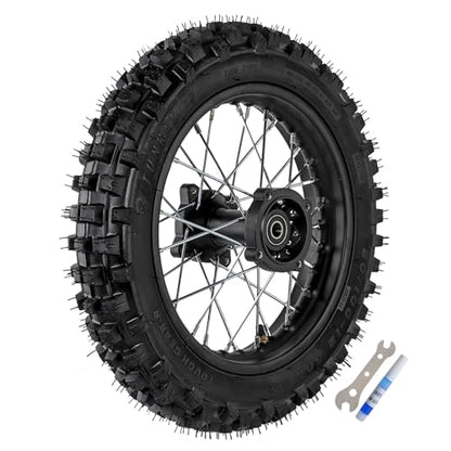 12" Complete Dirt Bike Rear Wheel Assembly 80/100-12 Tire Rim Set 1.85x12 12mm Bearing Disc Brake Sprocket Fit Pit Bike 50cc-160cc SSR Apollo Taotao CRF50 CRF70 XR70 DB14 XR CRF 50 DB17 KX65 - color: Rear 80/100-12, size: 12mm Bearing