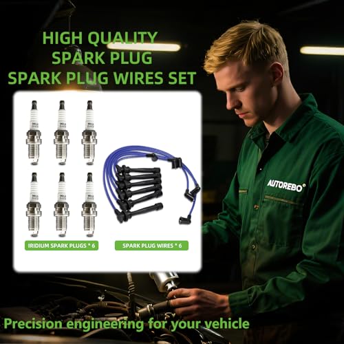 Set of 6PCS Ignition Spark Plug Wires 671-6220 3878 RC-XX91 & 6 Iridium Spark Plugs Set Compatible with Hyundai Tiburon Santa Fe Sonata Kia Magentis Optima 2.5L 2.7L V6# 55803 27501-37B00 27501-37A00 - size: 3878