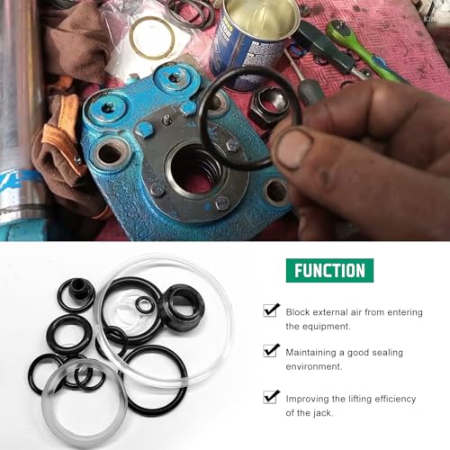17 PCS Floor Jack Seal Kit, 3 Ton Rubber Hydraulic Jack Seal Complete Repair Set with Oil Filler Plug, Universal Horizontal Sealing O-Ring Replacement for Car SUV Truck Jacks