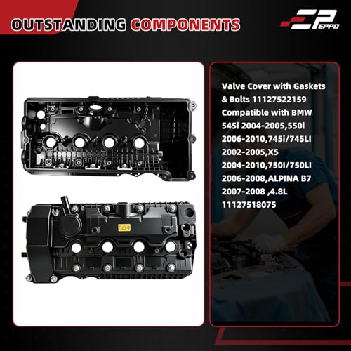 Valve Cover with Gaskets & Bolts 11127522159 for 545i 2004-2005 4.8L - size: 11127522159