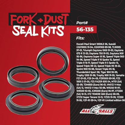 All Balls Racing Fork and Dust Seal Kit for Yamaha WR250 1989-2016
