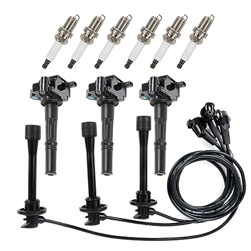 3PCS UF156 Ignition Coil Pack & 6PCS Iridium Spark Plug & 3PCS Spark Plug Wires Set Compatible with Toyota 4Runner T100 Tacoma Tundra 1995-2004 3.4L Replace# C1041 E589 5C1308 E679 - size: UF156 Ignition Coil & Spark Plug &Wires