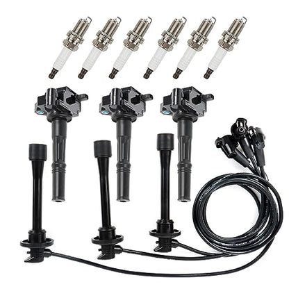 3PCS UF156 Ignition Coil Pack & 6PCS Iridium Spark Plug & 3PCS Spark Plug Wires Set Compatible with Toyota 4Runner T100 Tacoma Tundra 1995-2004 3.4L Replace# C1041 E589 5C1308 E679 - size: UF156 Ignition Coil & Spark Plug &Wires