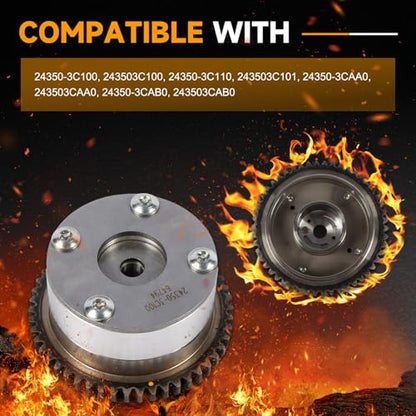 Intake Timing Camshaft Adjuster Gear CVVT Cam Phaser Fits for 07-12 Hyundai Veracruz 3.8L, 12-14 Kia Sorento 3.5L V6 Replace OE G6DA G6DB 24350-3C100 24350-3C110 24350-3CAA0 - color: 24350-3C100