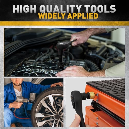 ELEAD 1/2" Drive Deep Impact Socket Set: 30-Piece Standard SAE (3/8 to 1 Inch) and Metric (10-24mm) Size, 3" and 5" Drive Extension Bar, Ratchet Handle, Bit Adapter, CR-V Steel for Auto Repair - color: 30pcs 1/2'' Drive Impact Socket Set Black