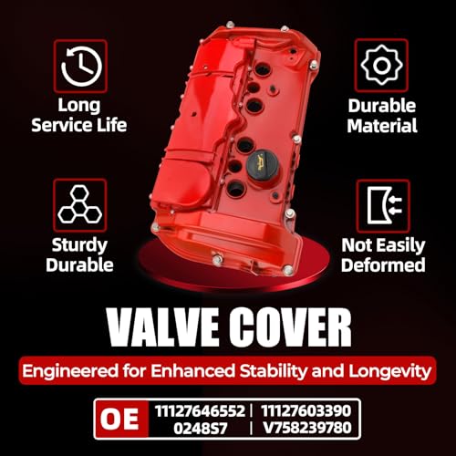 MITZONE N18B16A Aluminum Engine Valve Cover Kit Compatible with Mini Cooper Countryman 2011-2016 OE 11127646552 11127603390 V758239780