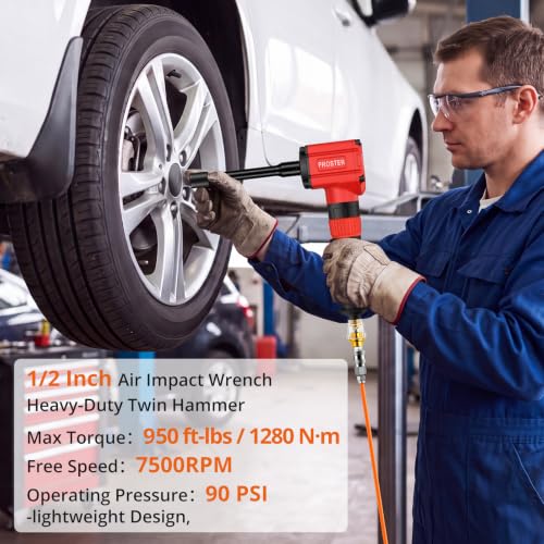 Proster 1/2" Angle Impact Wrench - 950Ft-Lbs Torque 7500RPM 6.3" Reach - size: 1/2 Inch Angle